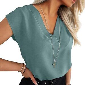 Aqua Sea V Neck Blouse